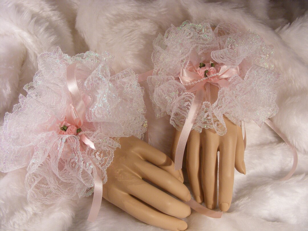 Sissy Adult Baby Pink Tulle Lace Wrist Cuff Fancydress Cosplay Lolita Sissy Adult Baby Pink Tulle Lace Wrist Cuff Fancydress Cosplay Lolita