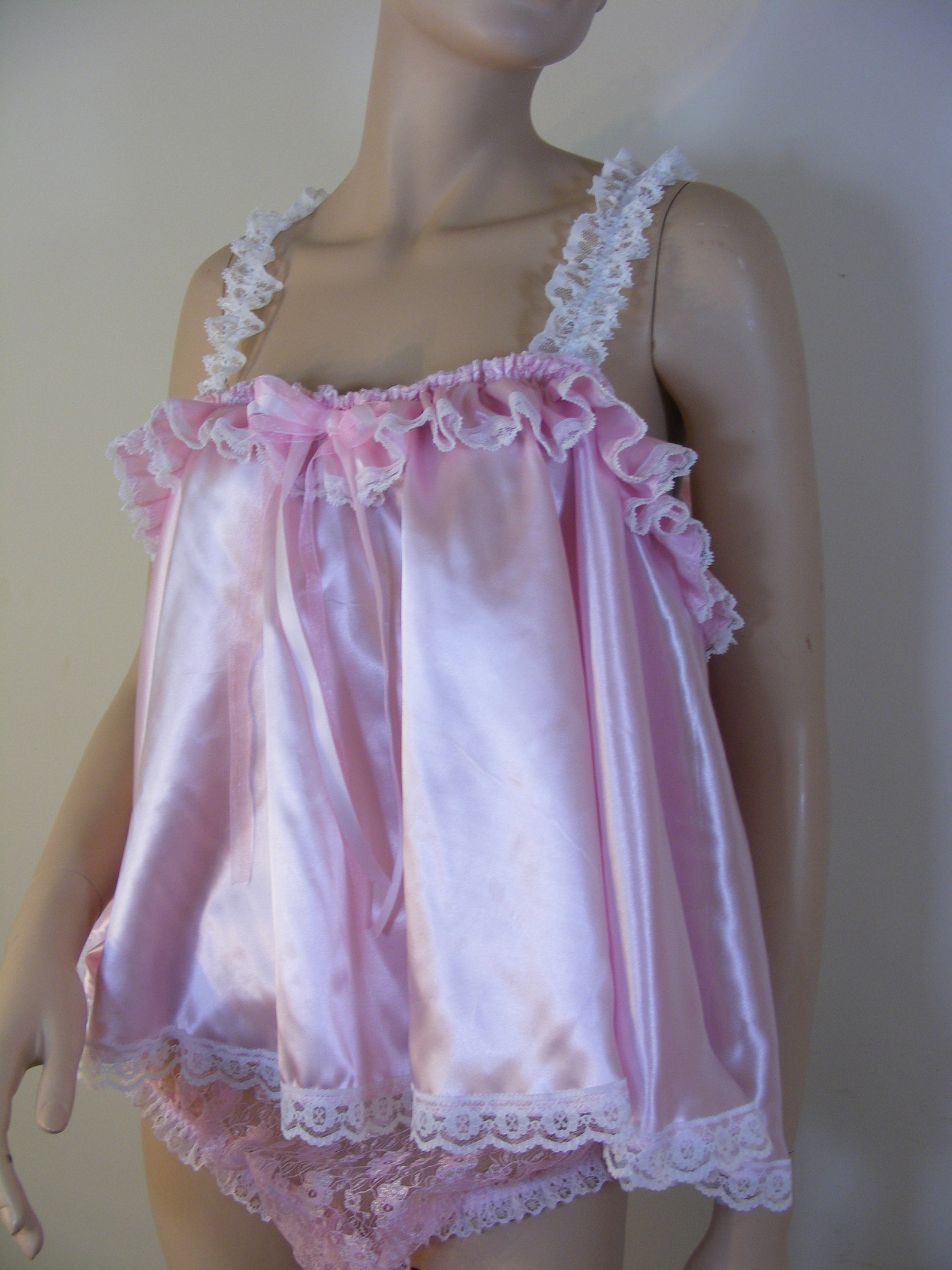 Sissy Pink Satin Baby Doll Nighty Negligee Dress Cami Top | Etsy