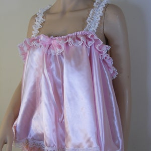 sissy pink satin baby doll nighty negligee dress cami top cosplay fancydress CD TV all sizes image 3