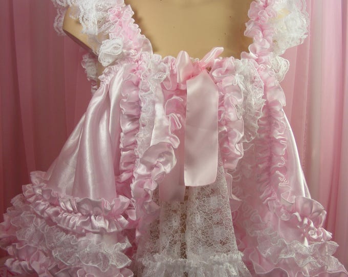 Pink Babydoll Lingerie, Vintage Style Babydoll Dress, Handmade Nightie