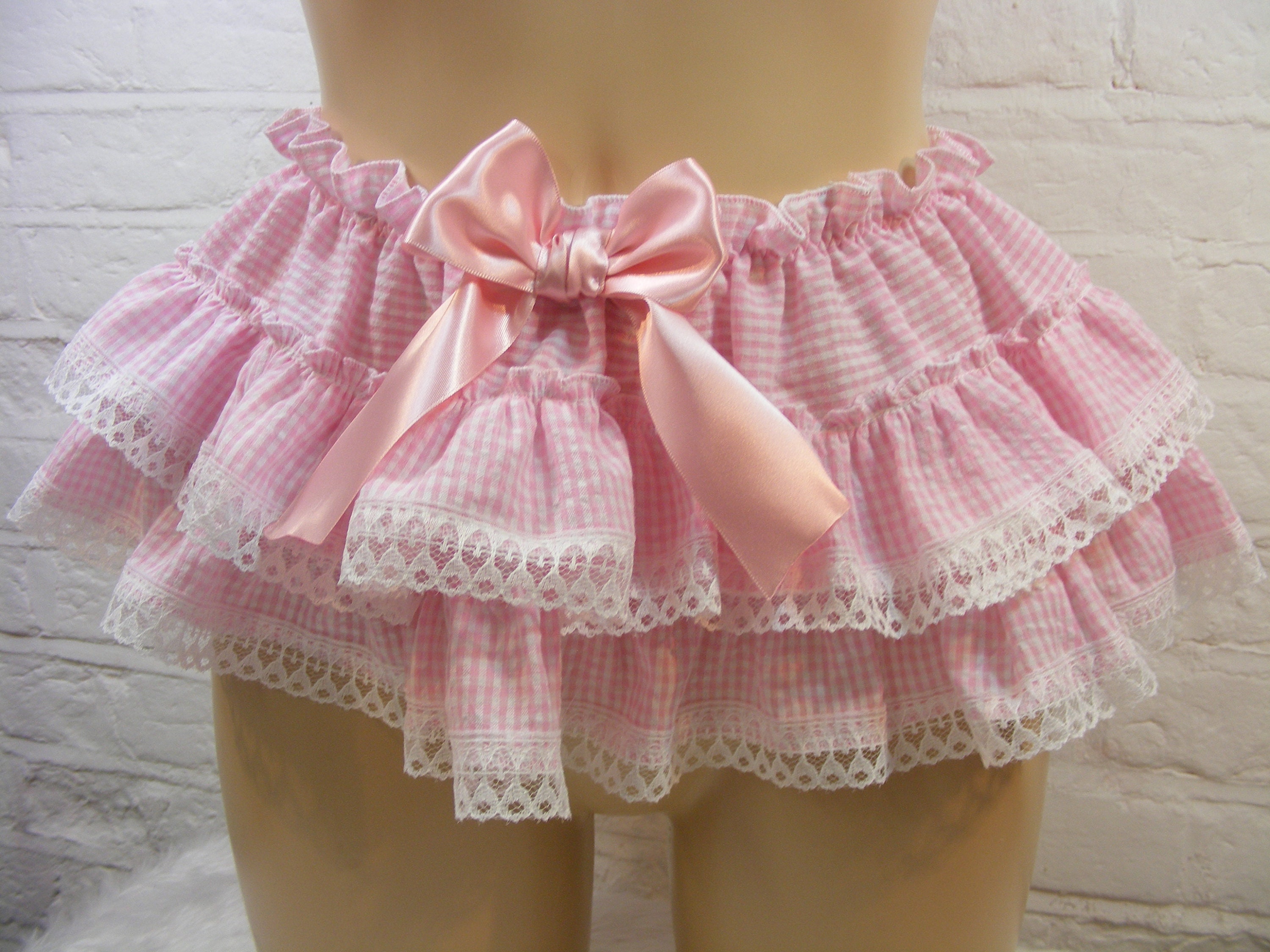 Baby Pink Adult black check lace frilly Skirt Lolita Party Festival Cosplay UK 