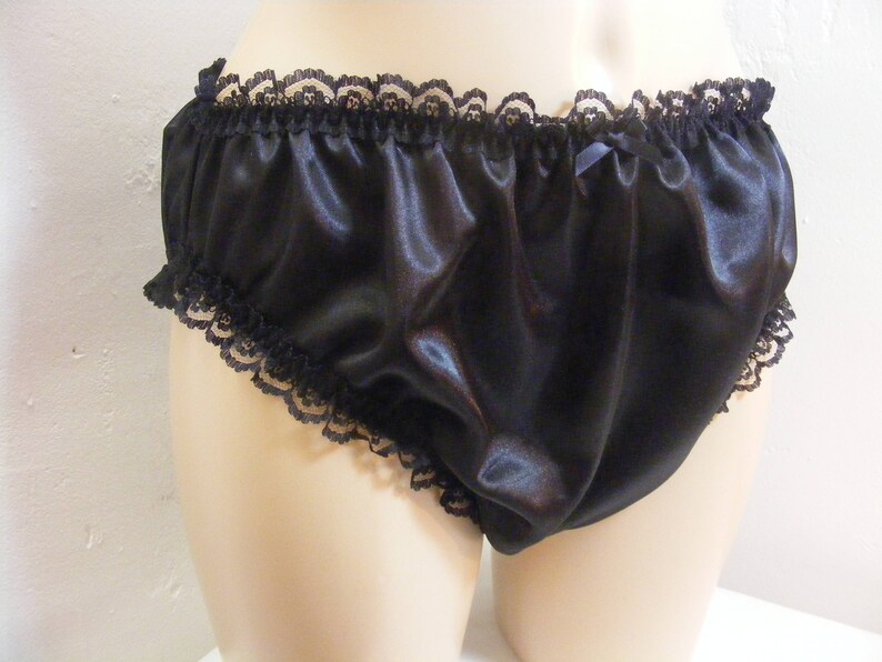 sissy frilly black silky satin lace open butt panties all colours lingerie knickers all sizes kinky fetish ~CD TV crossdress