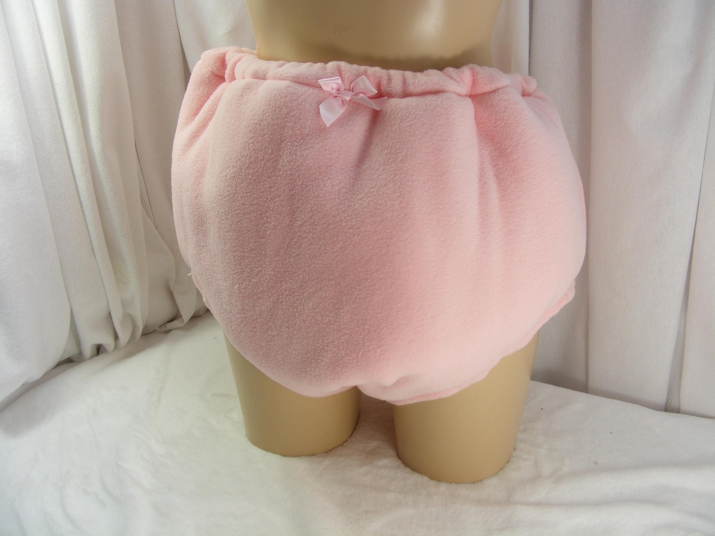 abdl adult baby sissy pink FLEECE  padded waddle diaper cover pvc lined lined knickers  cosplay fancy dress WAIST 26-40 INCHES,