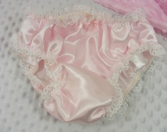 mens sissy double lined panties satin pink outer ,white inner lingerie pants knickers all sizes  & colour options available