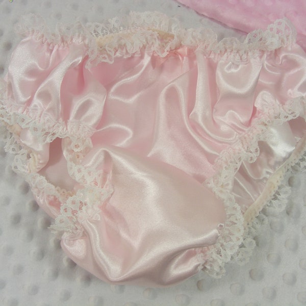 mens sissy double lined panties satin pink outer ,white inner lingerie pants knickers all sizes  & colour options available