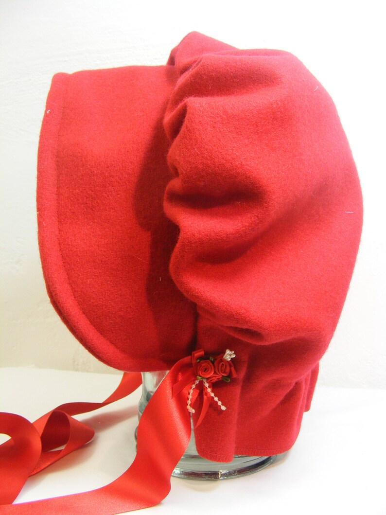 Ladies Adult Red Wool Hat Regency Edwardian Victorian Etsy