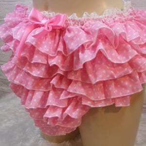 sissy adult baby pink polka dot satin ruffle panties mens lingerie knickers all sizes and colours