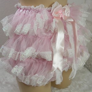 adult baby sissy pink satin frilly  diaper cover knickers optional linings cosplay fancy dress inc plus size