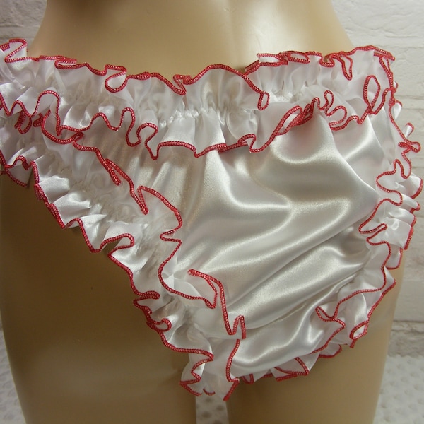 sissy Satin PANTIES with rolled hem trim  ddlg men or women lingerie knickers