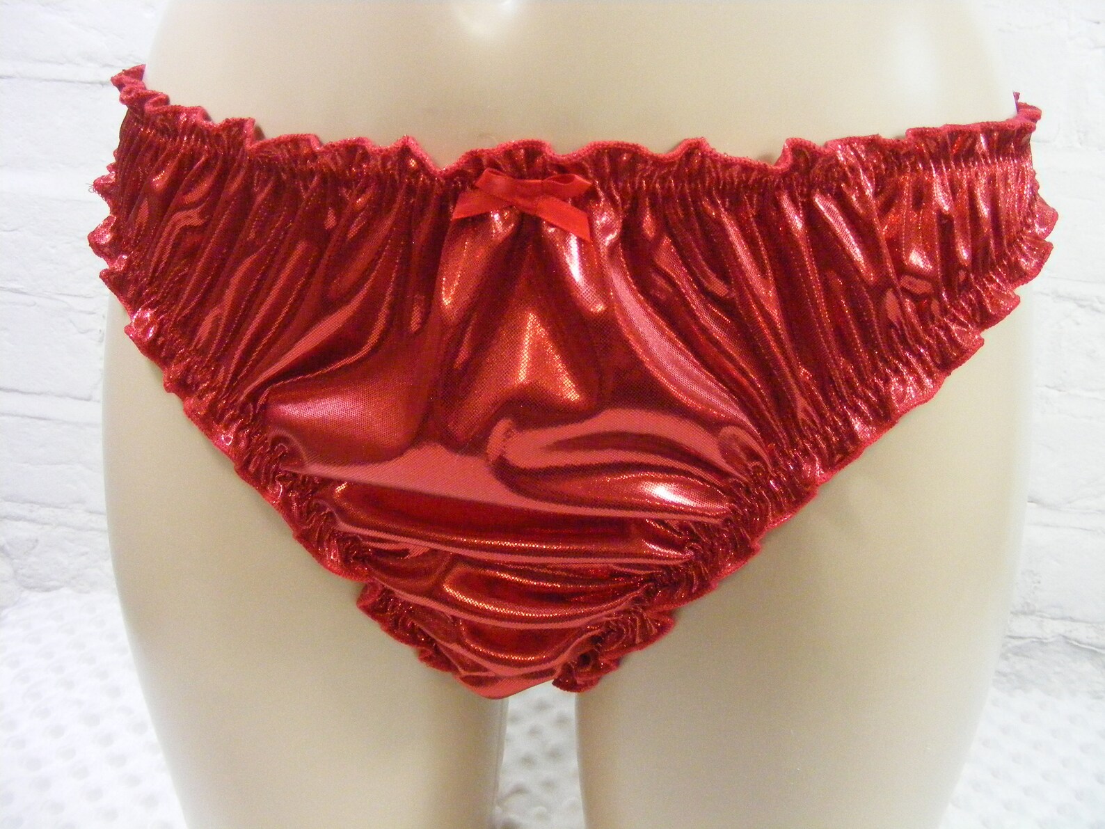 Sissy Shiny Liquid Red Foil Metallic Panties Stretchy Scrunch Etsy