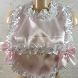 adult baby sissy  abdl bib pink frilly satin  OPTIONAL BACKINGS and colours medium