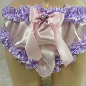 sissy panties pink satin  ruffle  knickers lingerie underwear mens