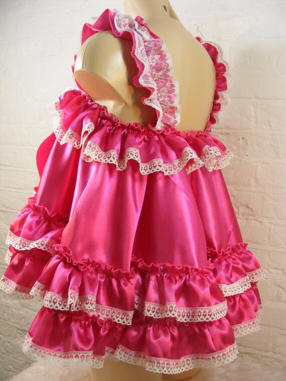 シシー大人ベビーセリースピンクサテンフリルフリルベビードール