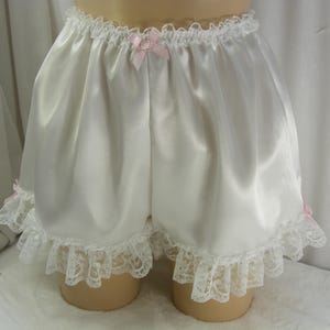 sissy mens french panties tap pants white satin and lace lingerie knickers ,b2