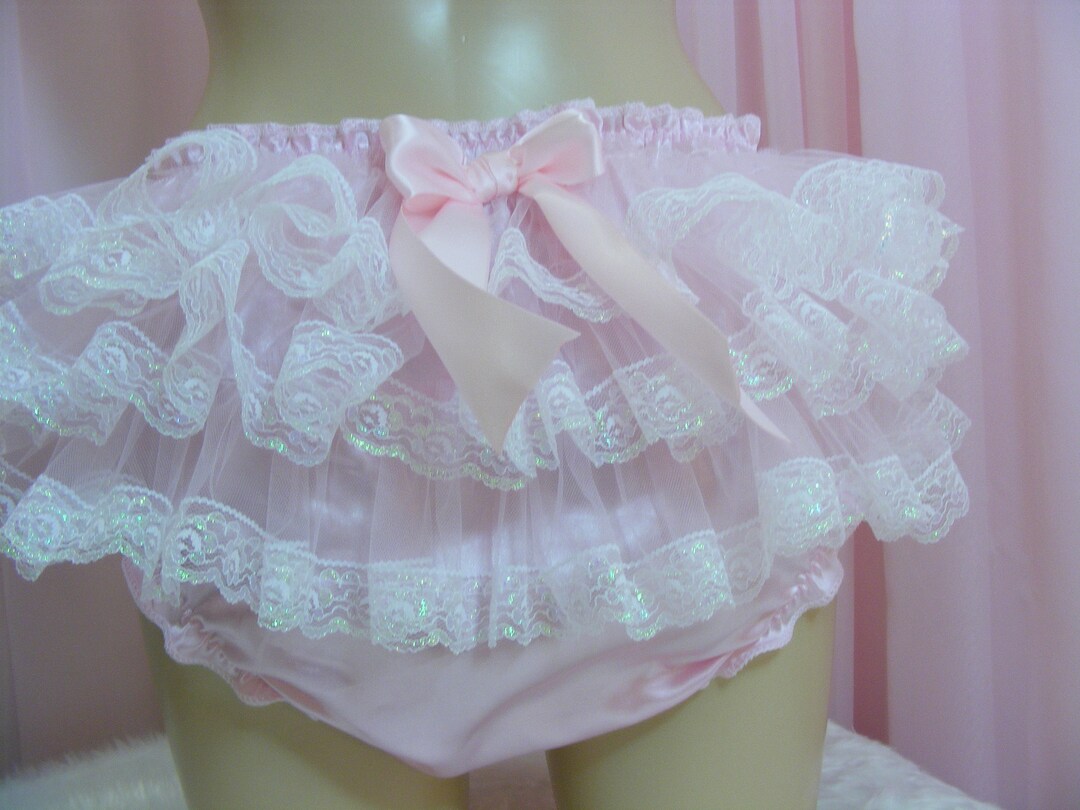 Sissy Frilly Silky PINK Satin Lace Sissy Mens Panties Lingerie Knickers ...