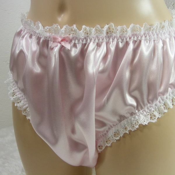 Sissy Höschen Rüschen rosa seidige Satin Spitze Unterwäsche alle Größen inkl