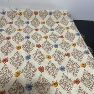 Vintage orange brown blue flowers fabric