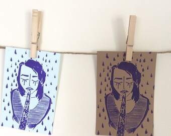 HAHA small-scale linoleum cut