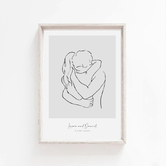 Buy Personalised Couple Sketch Minimalist Valentines Day Gift Online in  India  Etsy