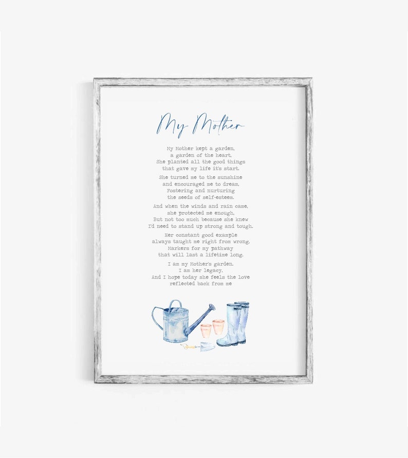 My Mother Garden Poem Cute Country Floral Mother's Day Etsy