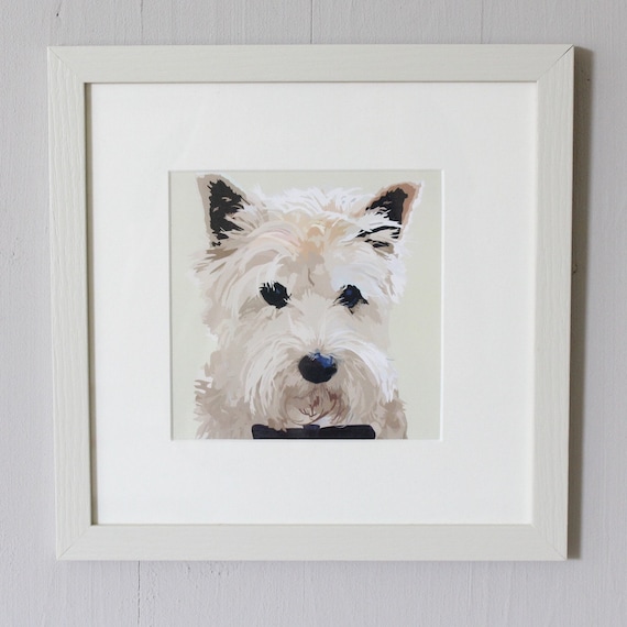 Framed Print Westie With Bow Tie UK