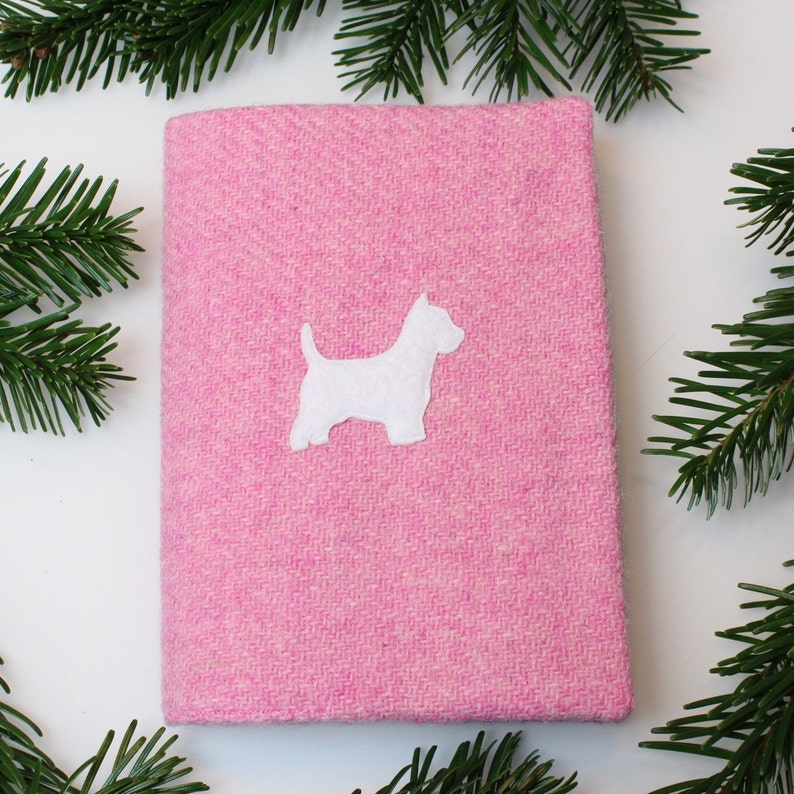 Harris Tweed Westie Notebook & Cover Christmas Gift Present image 1
