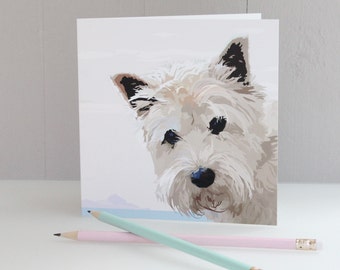Greeting card Westie by the Sea