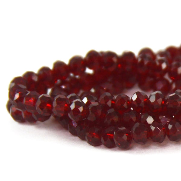 Chinese Crystal Rondelle Beads Transparent Dark Siam Red 3x4mm