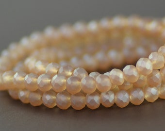 Chinese Crystal Tiny Rondelles Beads Transparent Rosaline Pale Peachy Pink AB Finish 3x4mm