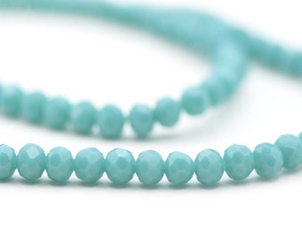 Chinese Crystal Rondelle Beads Opaque Turquoise Blue 3x4mm
