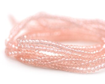 Rondelles de cristal chino Teeny Tiny Seed Bead facetado transparente pálido rosa melocotón claro 1,7x2,5 mm