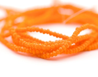 Rondelles de cristal chino Teeny Tiny Seed Bead facetado naranja opaco 1,7x2,5 mm