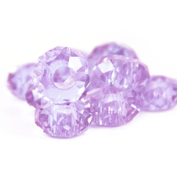 Chinese Crystal Rondelle Large Hole Periwinkle Changes Pale Purple Beads 14x10mm - Package of Ten (10)