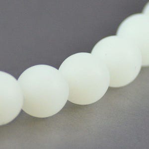 Recycled Cultured Sea Glass Round Beads Matte Semi Opaque Opal White 10mm image 1
