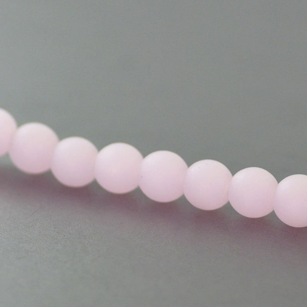 Recycled Cultured Sea Glass Round Beads Pale Blossom Pink Opal 6mm