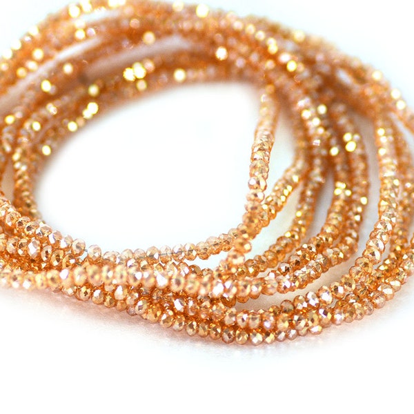 Chinese Crystal Rondelles Teeny Tiny Seed Bead Faceted Golden  Shadow Luster Finish 1.7x2.5mm