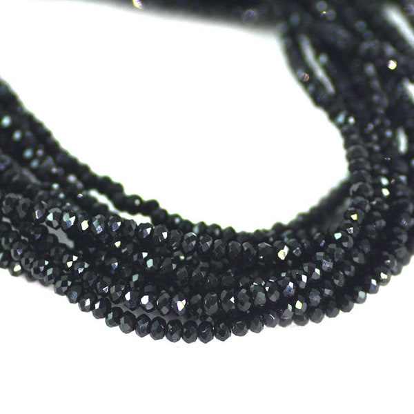 Chinese Crystal Rondelles Teeny Tiny Seed Bead Faceted Jet Black 1.7x2.5mm