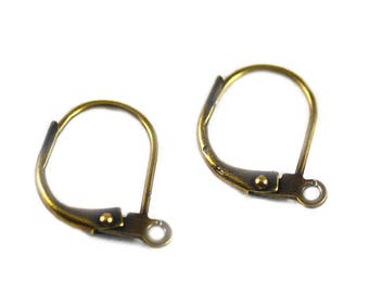 Leverback Ear Wires with Open Loop Antiqued Brass
