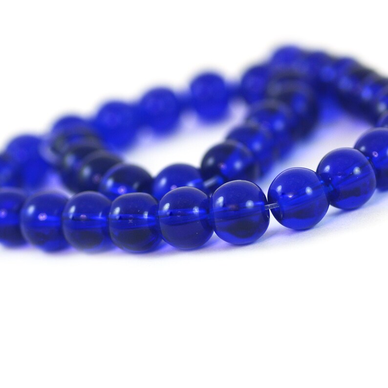 Transparent Smooth Round Glass Spacer Filler Beads Cobalt Royal Blue 10mm