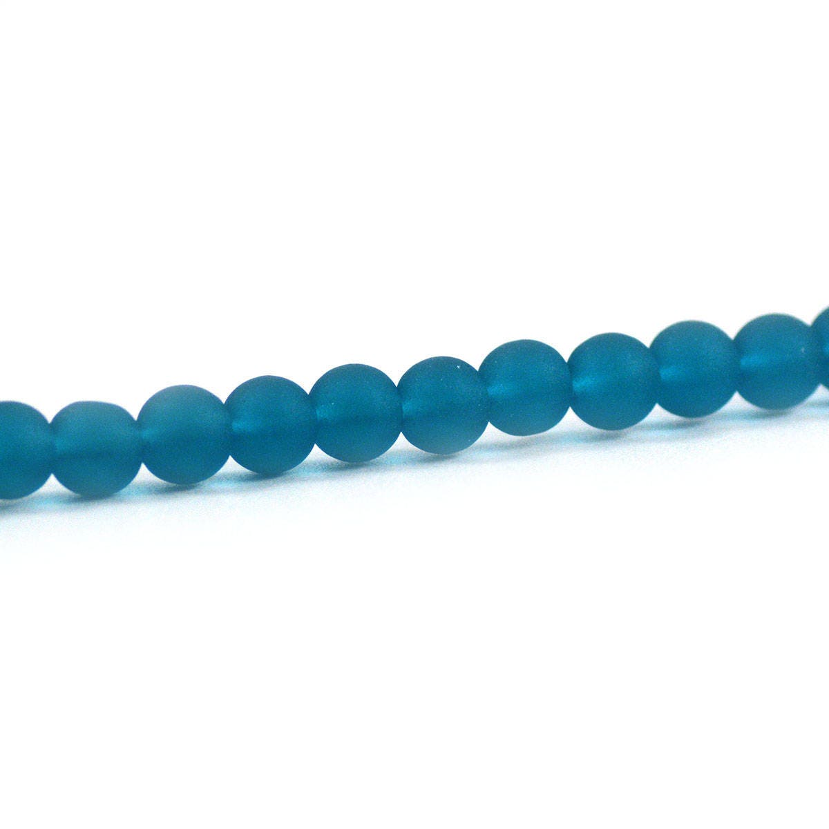 Recycled Cultured Sea Glass Round Beads Teal Blue 6mm from