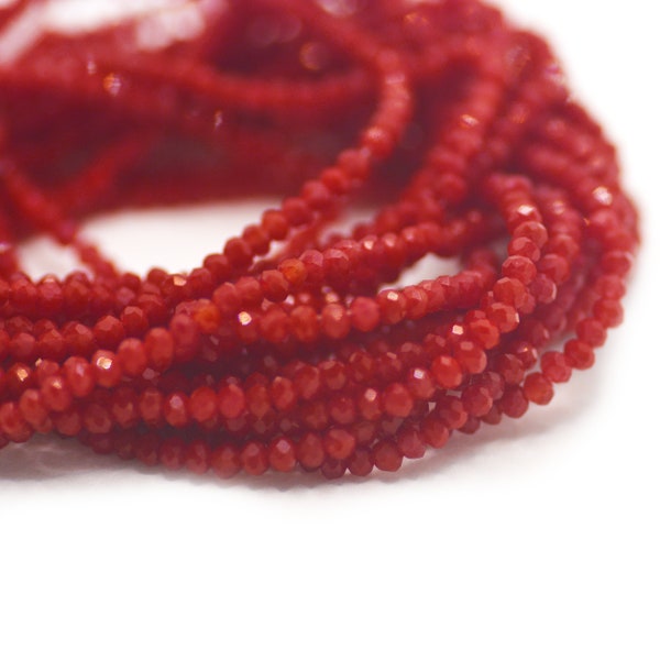 Chinese Crystal Rondelles Teeny Tiny Seed Bead Faceted Dark Red Jade 1.7x2.5mm