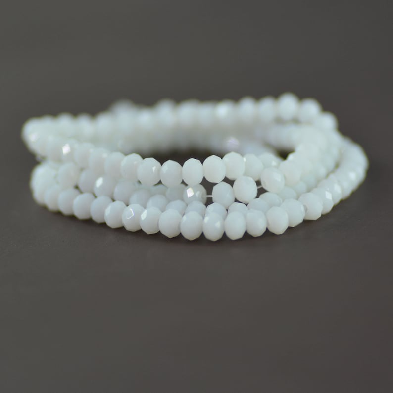 Chinese Crystal Rondelle Beads Opaque White Linen 3x4mm