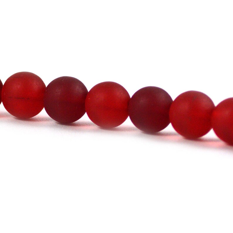 Recycled Cultured Sea Glass Round Beads Matte Cherry Red 10mm Etsy