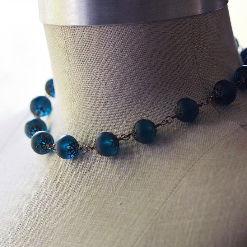 Recycled Cultured Sea Glass Rondelle Beads Matte Pacific Blue Etsy