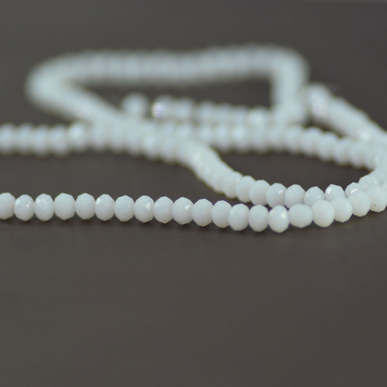 Chinese Crystal Rondelle Beads Opaque White Linen 3x4mm