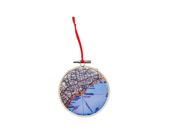 Toronto Map Ornament | Christmas Tree | Stocking Stuffer | Xmas Ornament | Toronto Map | Canadian Gift | Embroidery Hoop