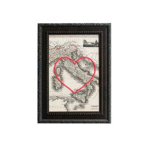Italie Carte du cœur | | d’art de broderie personnalisée Cadeau d’anniversaire personnalisé pour lui | Cadeau de fiançailles pour son | Cadeau de mariage