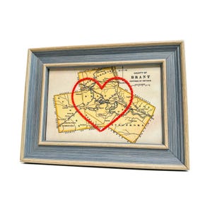 Carte du coeur du comté de Brant | Art de broderie personnalisé | Anniversaire personnalisé | Cadeau de fiançailles pour elle | Cadeau de mariage brodé à la main