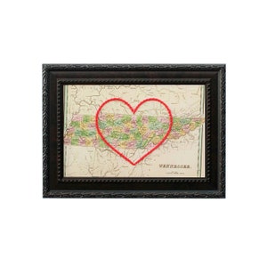 Carte du cœur du Tennessee | | d’art de broderie de carte personnalisée Cadeau d’anniversaire pour les | de couple Cadeau de fiançailles pour son | Cadeau de mariage personnalisé