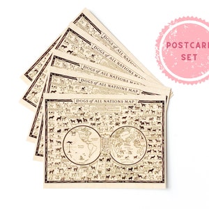 Ensemble de cartes postales de race de chien | Lot de 5 cartes postales | carte postale vintage de carte postale | Courrier postal | Chien Papeterie